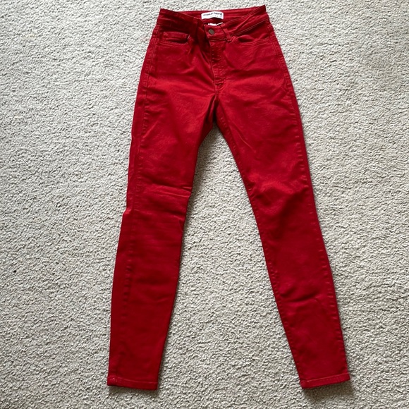 American Apparel high waisted red jeans - size 27 - Picture 1 of 3